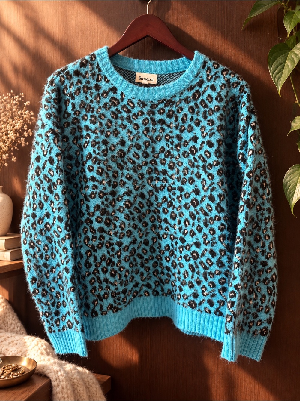 100% Mohair leopard print sweater
